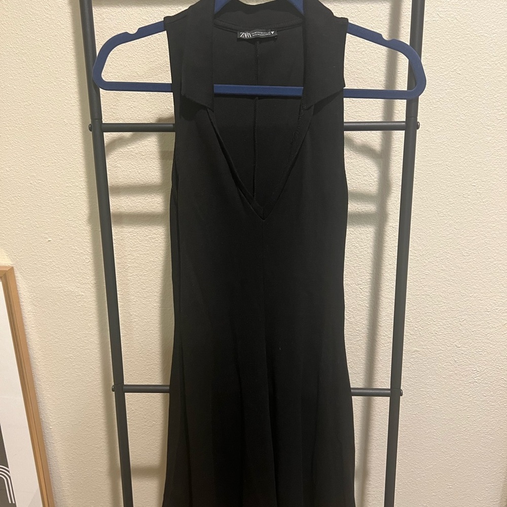 Zara Black Tennis Style Polo Dress